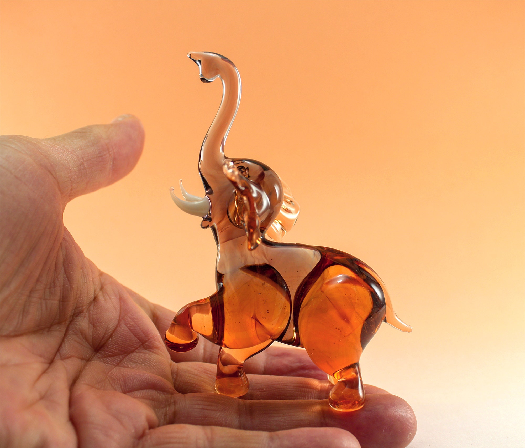 Glass elephant art glass home decor glass elephant fused glass Etsy