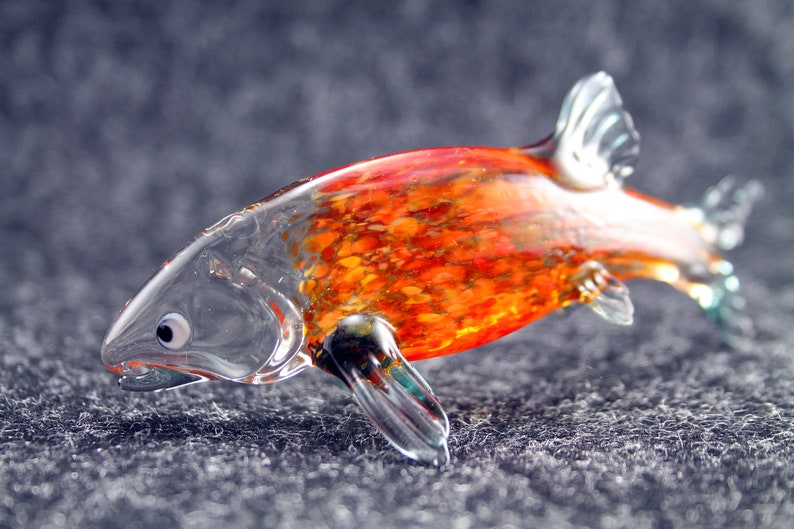 Glass Fish Figurine Fish Sculpture Fish Figure Glass Figurine Etsy