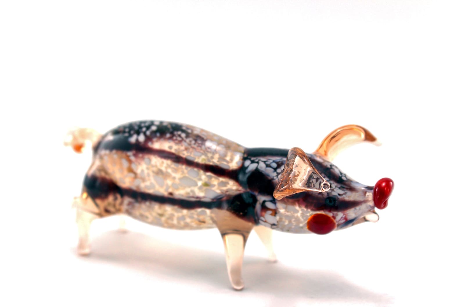 Glass Pig Figurine Art Glass Home Decor Glass Pig Fused Etsy