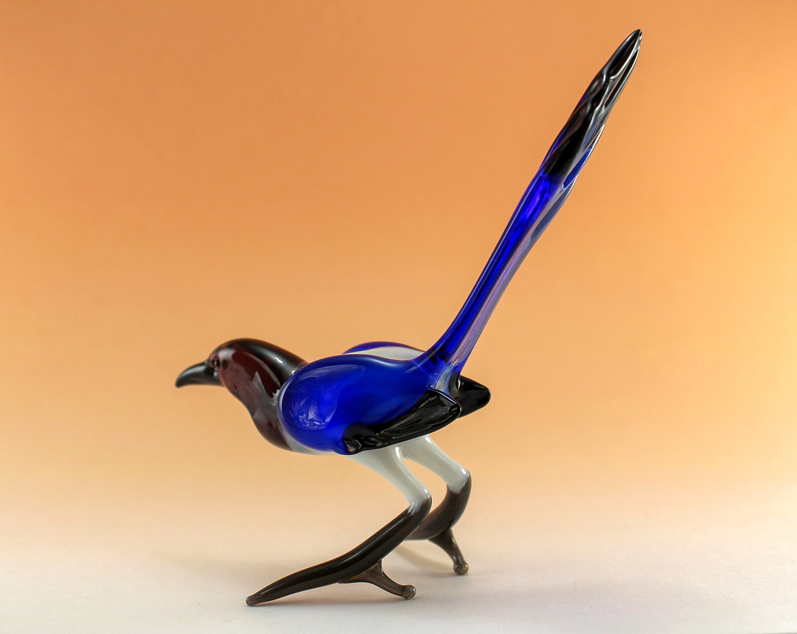 Glass Magpie Bird Glass Bird Art Glass Etsy