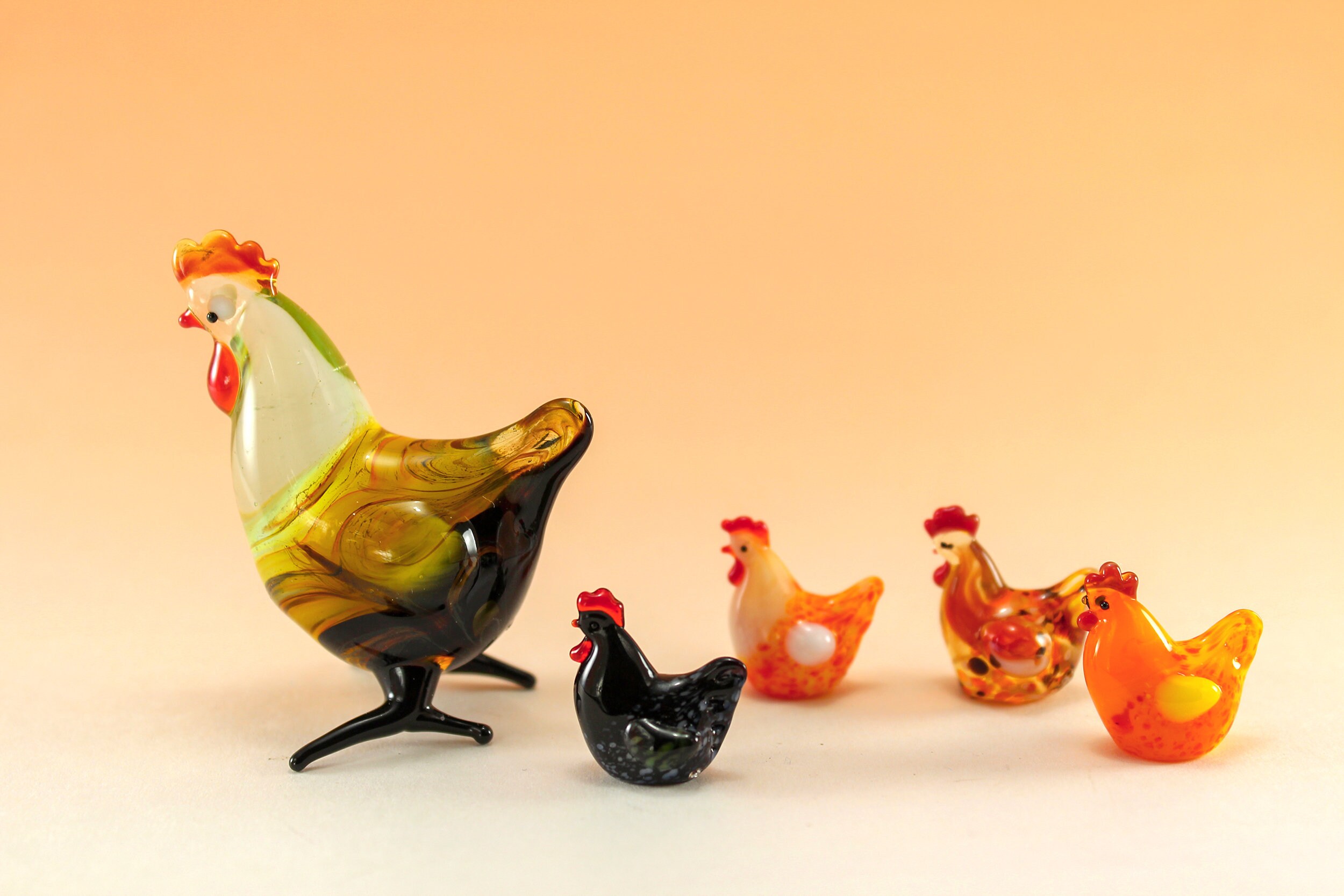 Glass animals Glass Chicken Figurine Hen Figurine Etsy