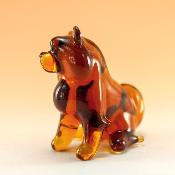 Farbe Glas Chow-Chow Figur.Hund Figur Glass.Figure miniatur.glass lampwork.glass Hund skulptur.hund Figur. (e17)