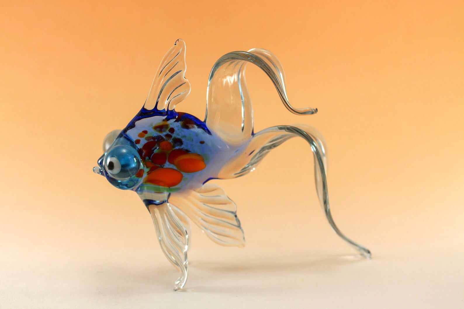 Glass Fish Figurine Fish Sculpture Fish Figure Glass Figurine Etsy