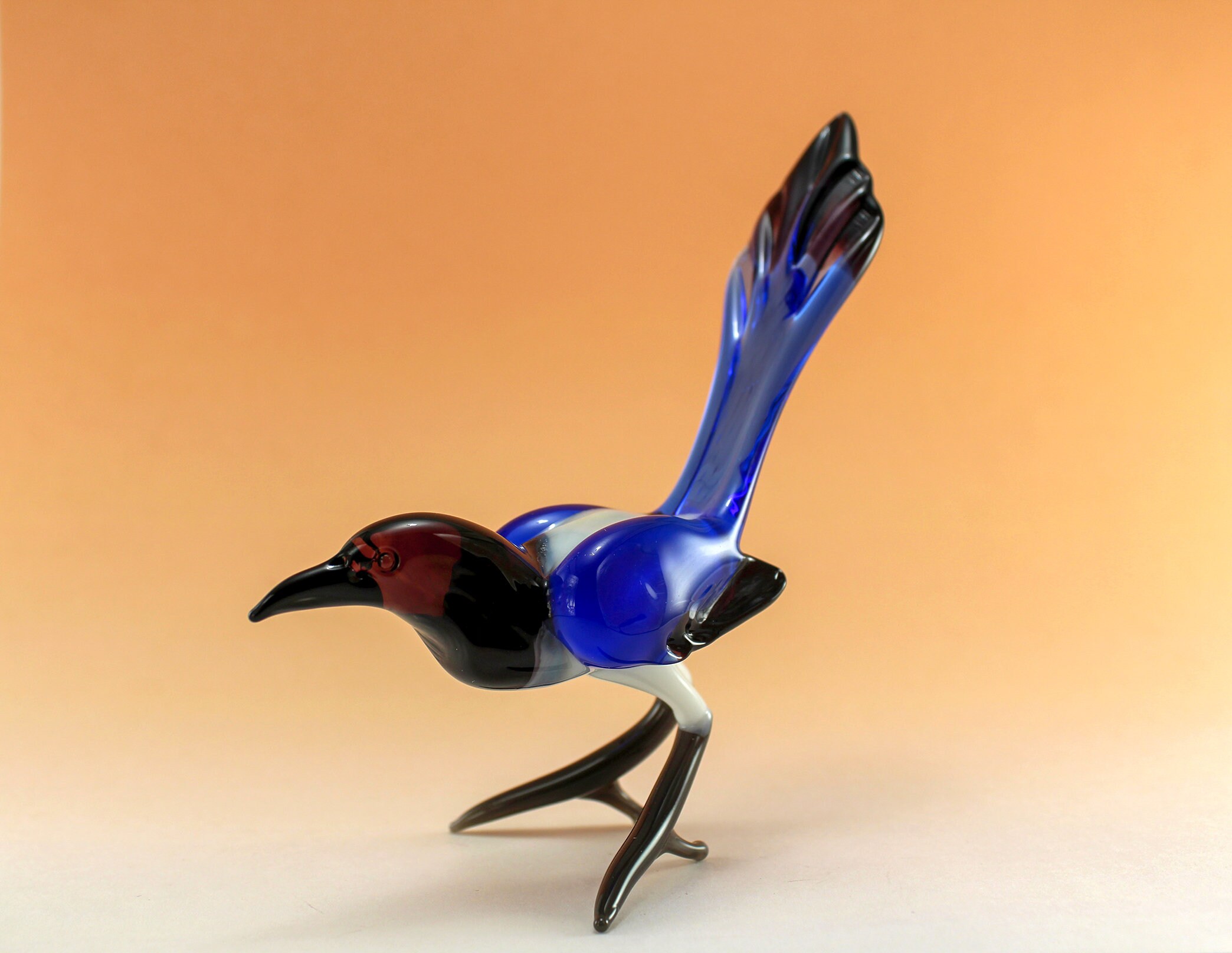Glass Magpie Bird Glass Bird Art Glass Etsy