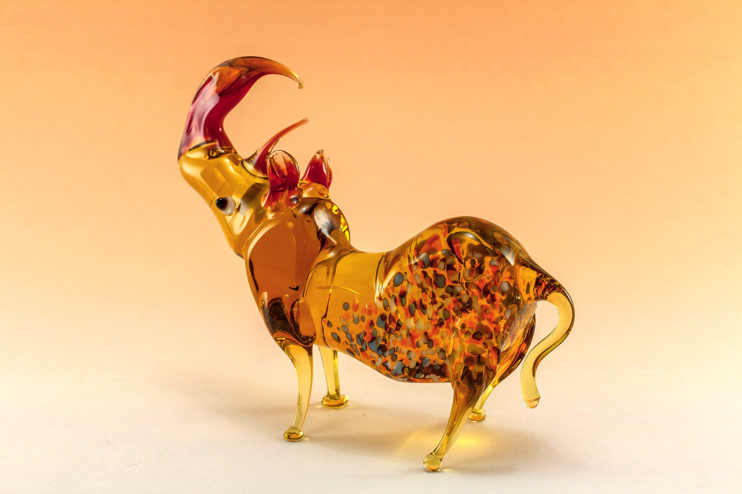 Rhinoceros Figurine Glass Animals Glass Figurine Blown Etsy