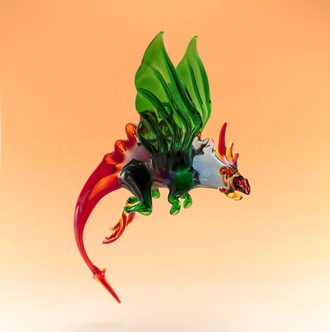 Glass Flying dragon Glass animals Blown glass Dragons Etsy