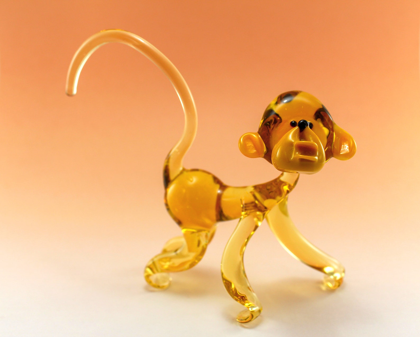 Glass Monkey Glass Figurine Monkey Figurine Glass Figurine Etsy