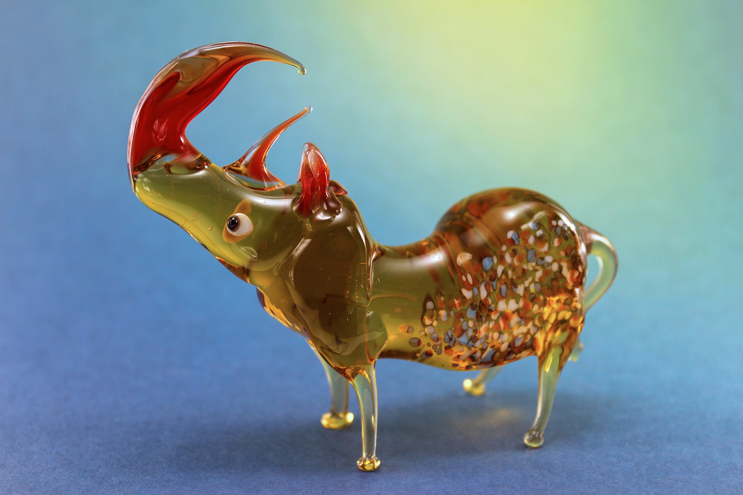 Rhinoceros Figurine Glass Animals Glass Figurine Blown Etsy