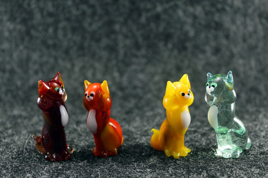 Glass cat figurines gift for her blown glass cat figurines | Etsy