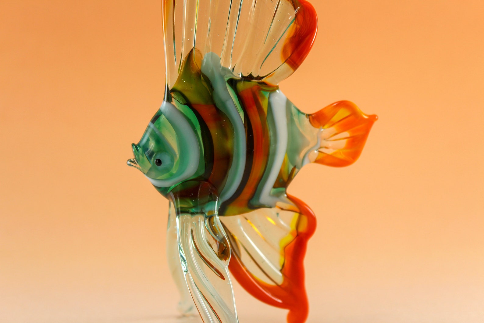Glass Fish Figurine Fish Sculpture Fish Figure Glass Figurine Etsy