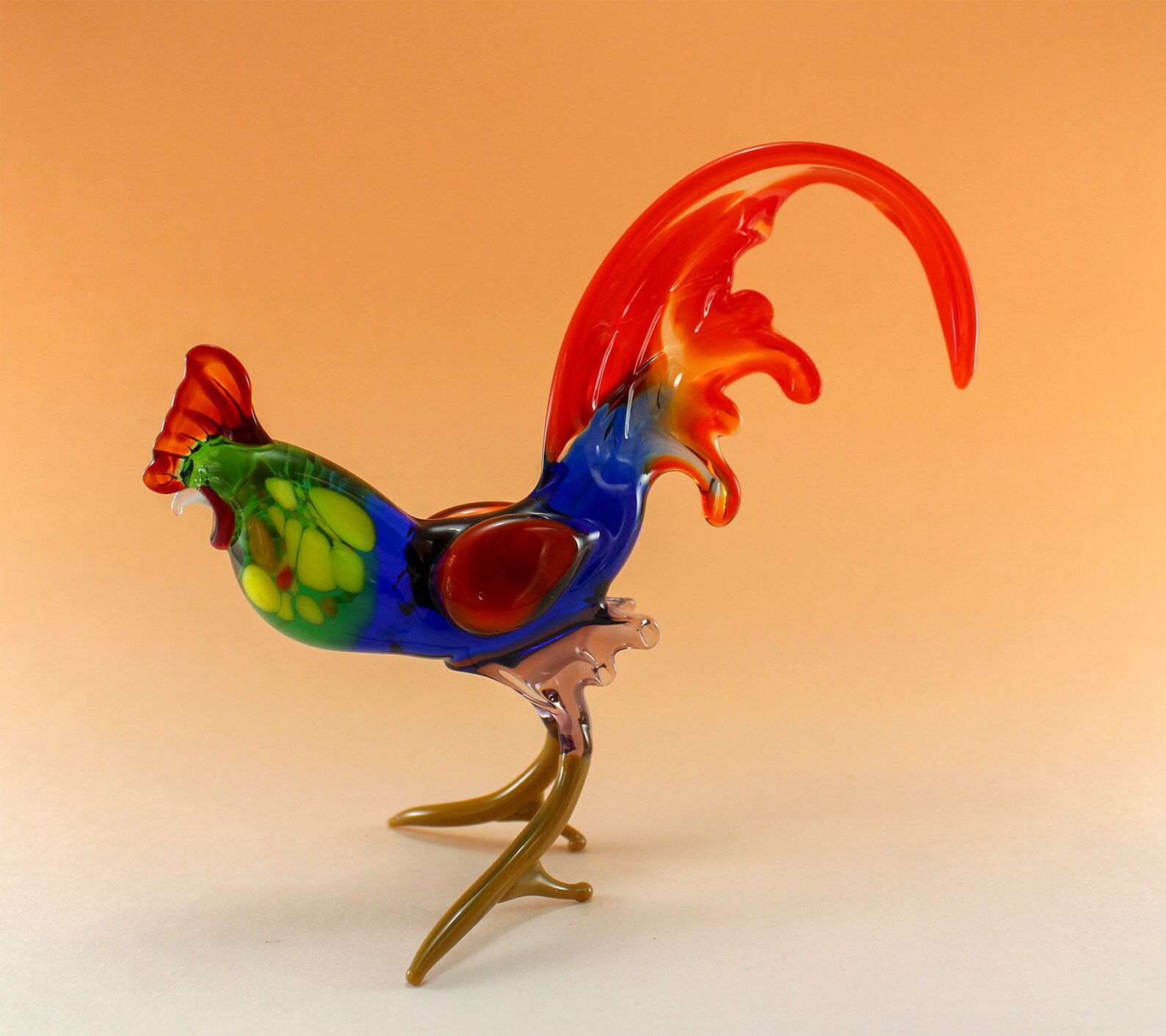 Hand blown glass Rooster bird Chicken decor Etsy