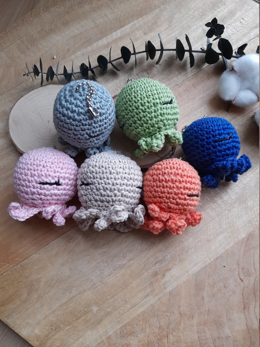 Small Crochet Key Rings Pretty Little Octopus Key Ring, Crochet Octopus, Key Ring, Crochet Key ...