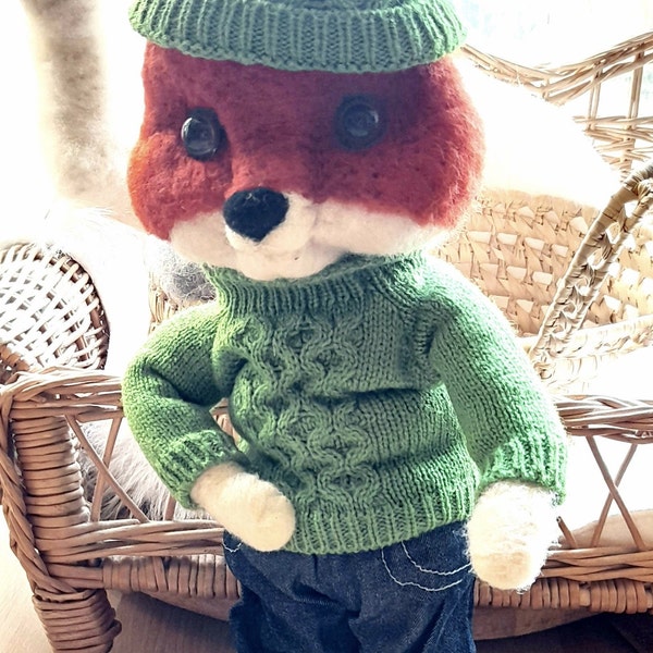 Jax le joli renard, needlefelt fox, felted fox, laine feutrée, laine cardée, feutrage, wool fox , renard en laine feutrée