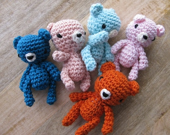 Bertille the pretty little teddy bear with crochet, crochet bear, cotton blanket, amigurumi, birth gift, plush crochet, baby bear