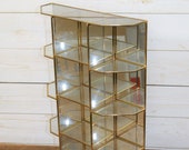 Large Vintage Brass and Glass with Mirrored Back Curio, Collectables or Miniatures Display Case, Vitrine, Cabinet