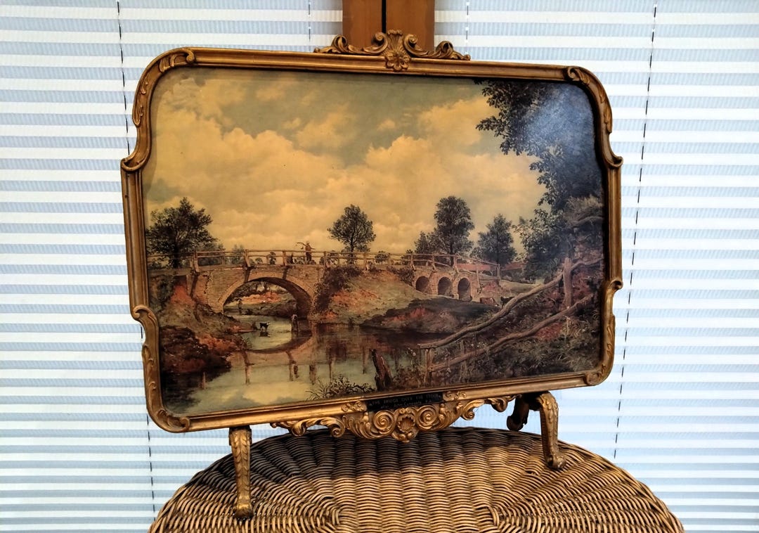 Rare French Rococo Style Fireplace Screen Gilt Gesso Frame Bridge Over ...