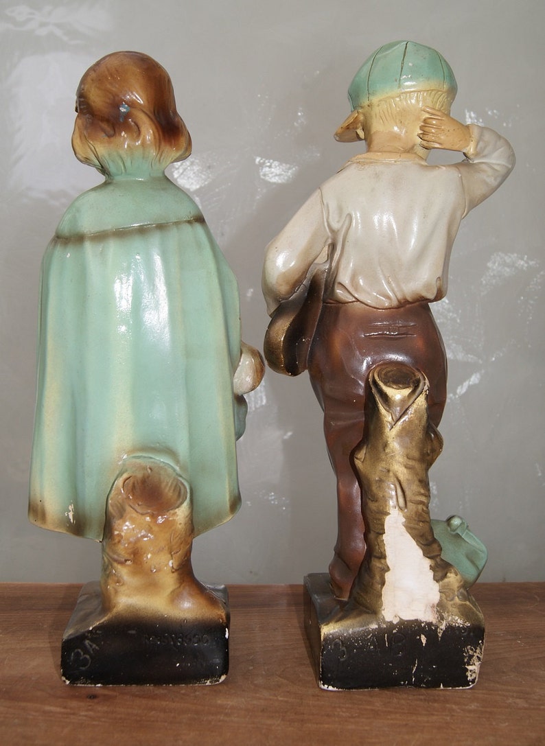Vintage Art Deco 1930s Painted Pair of Plaster Figurines or Etsy