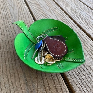 Handmade Leather Leaf Tray (Made to Order)