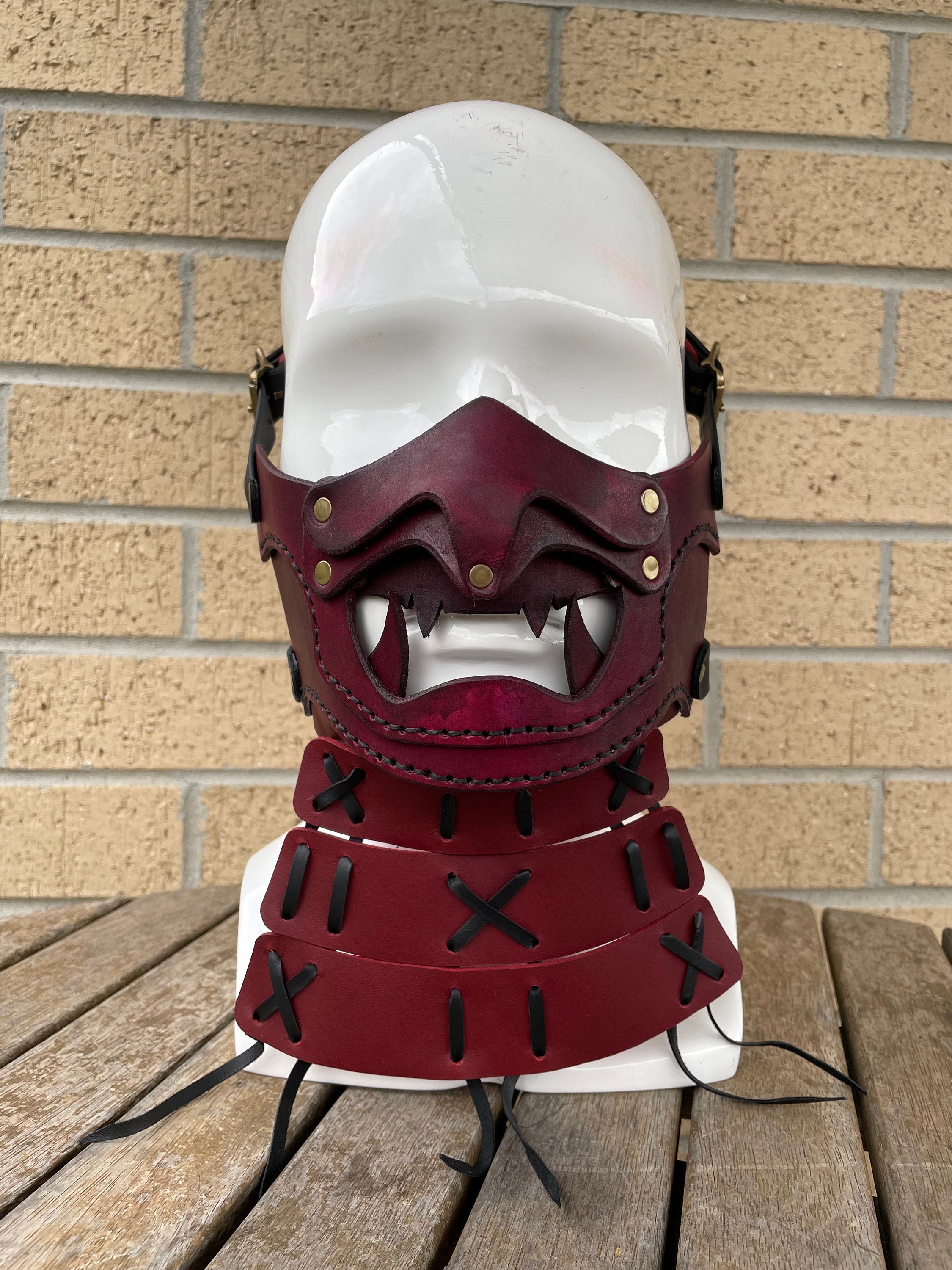 Leather Mempo Facemask With Neck Guard (made to Order) - Etsy