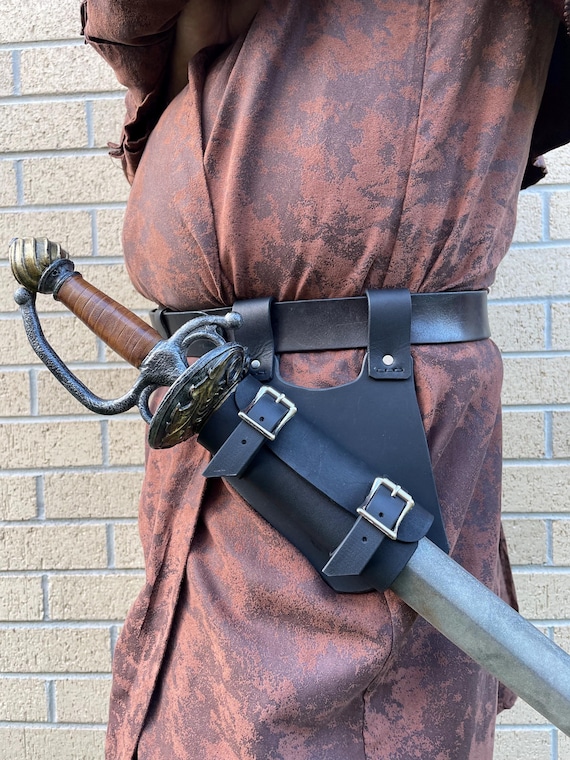 thumbnail image 2 of Medieval Sword Frog Belt & Scabbard - Adjustable PU Leather Sheath For Cosplay, Renaissance Fairs, Halloween 2 of 13