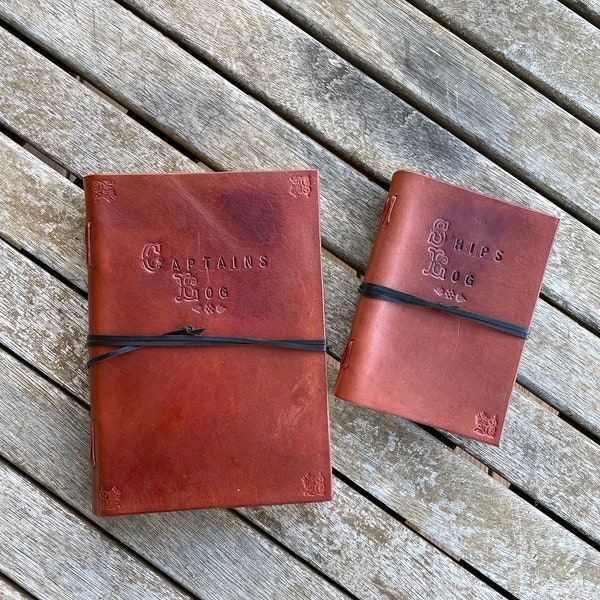 Captain's Log Handmade Leather Journal (Made to Order, Two Sizes)