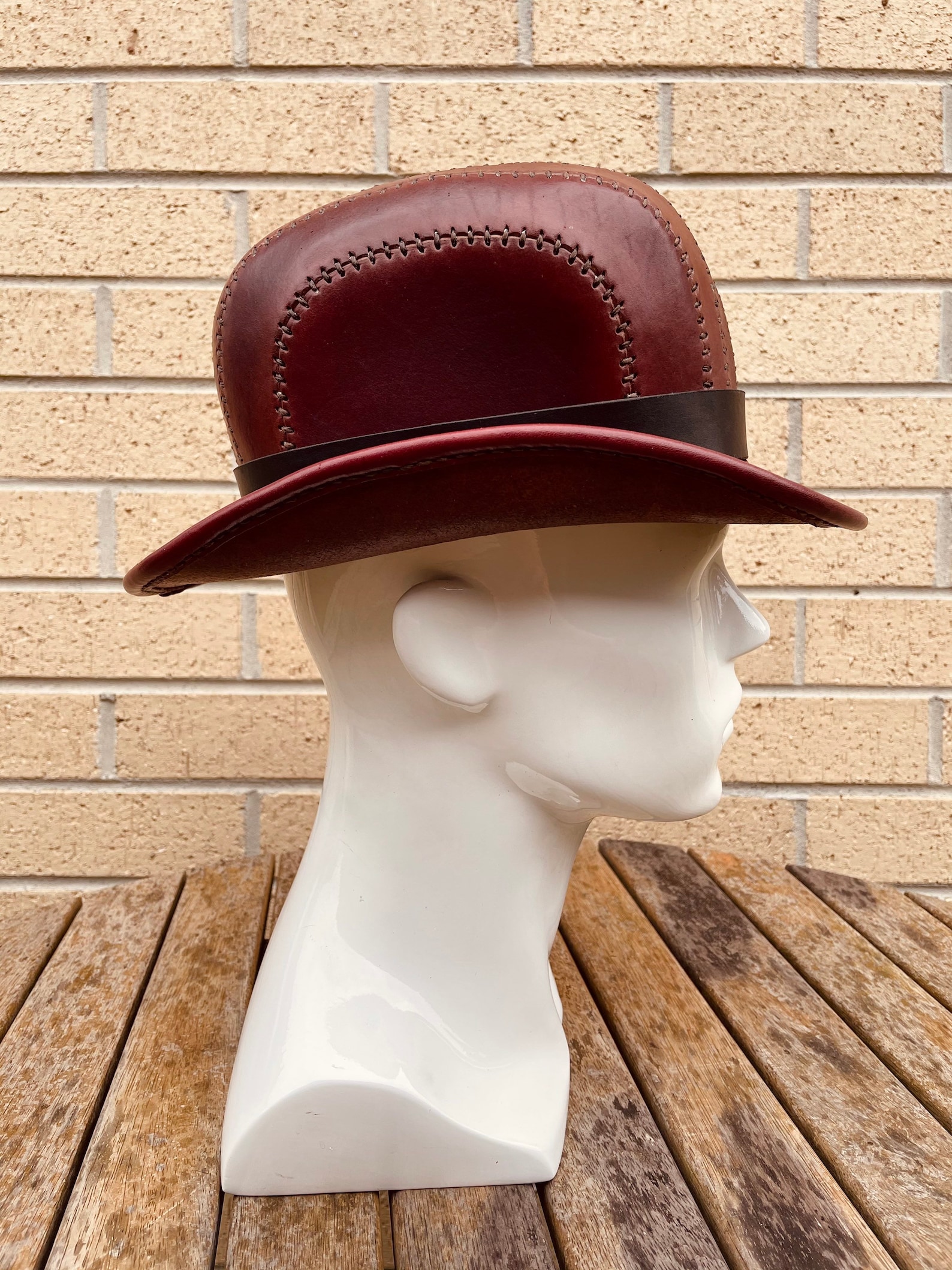 Leather Bowler Hat Made to Order Etsy