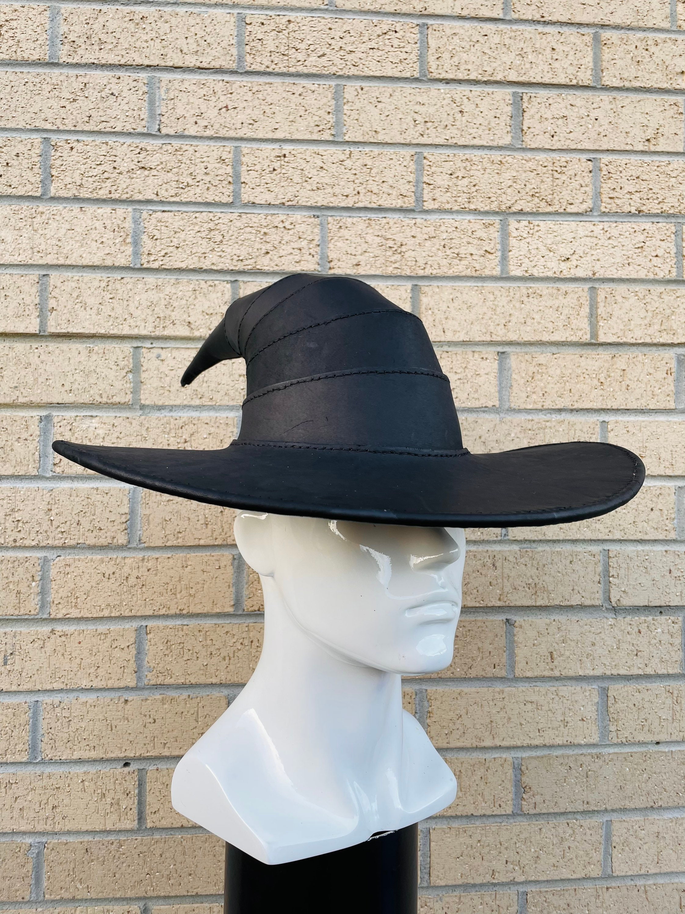 帽子 Vintage wizard hat Leather Handmade Wizard Hat, Witch Hat - Etsy