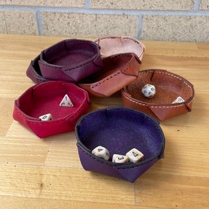 Small Leather Dice Tray Handmade (Ready to Ship)