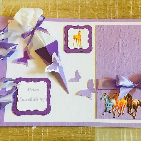 Complete Set Photo Album and Place Cards Training Horse Lilac Purple A4