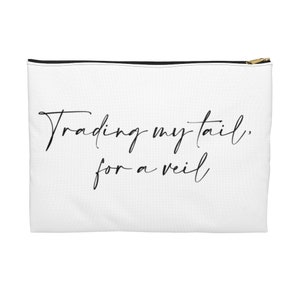 Mermaid Bride - Accessory Pouch / MakeUp Bag - "Trading my tail for a veil" image 2