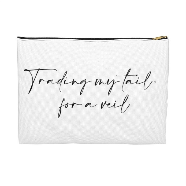 Mermaid Bride - Accessory Pouch / MakeUp Bag - "Trading my tail for a veil" image 2