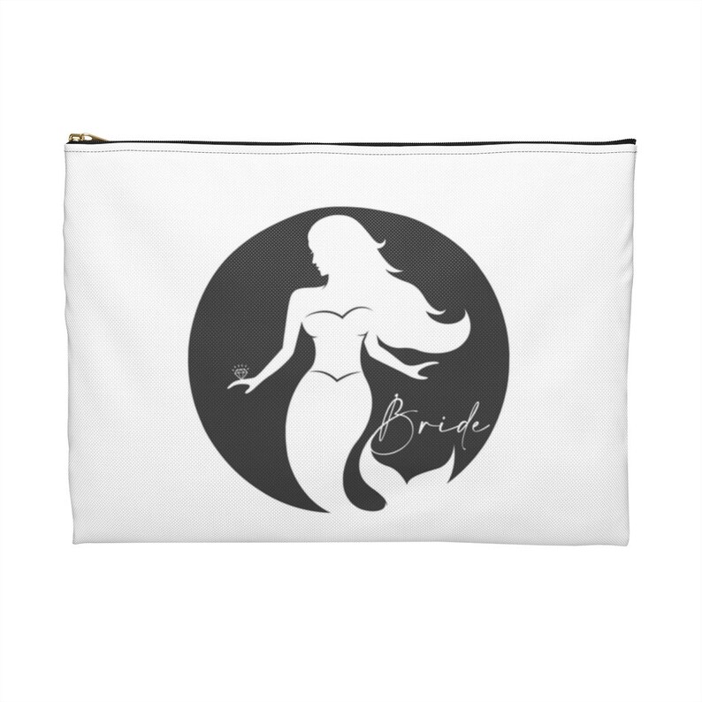 Mermaid Bride - Accessory Pouch / MakeUp Bag - "Trading my tail for a veil" image 1