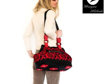 red floral leather frame bag