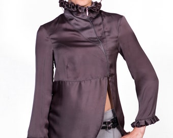 high neck asymmetrical shirt