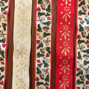 Vintage Christmas Ribbon 1950’s Atomic Stars Christmas Wrapping Ribbons