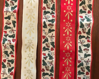 Vintage Christmas Ribbon Atomic Stars Christmas Crafting Ribbon