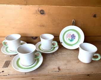 Franciscan Daisy Cups Vintage Mod Coffee Cups Floral Franciscan Set of 4 Cups & Saucers