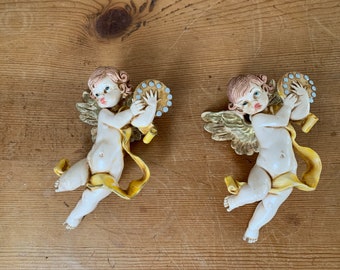 Depose Italy Angels Vintage Fontanini Cherub Ornaments Musical Angel Ornaments 2.75”