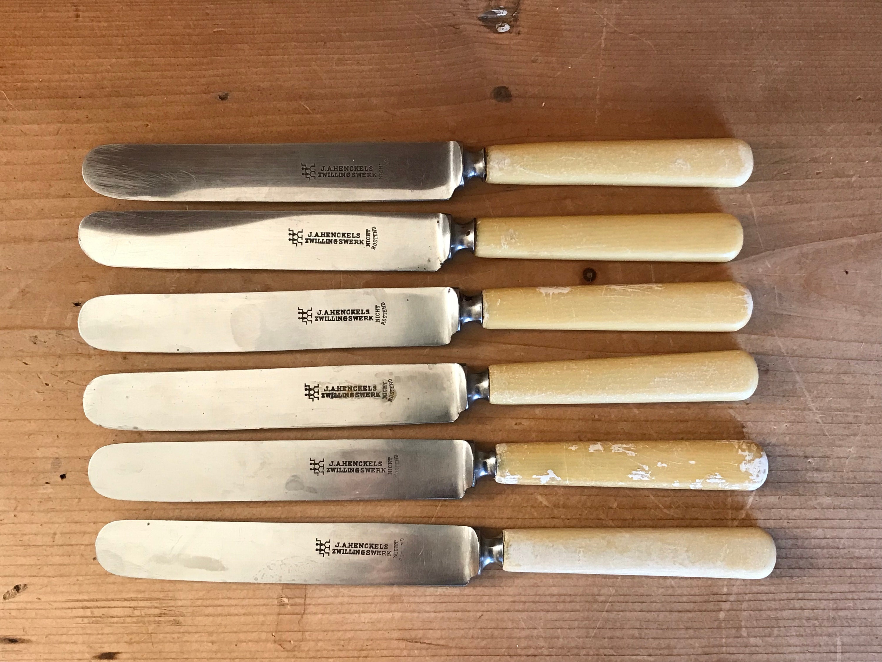 J. A. Henckels - 1970s Zwilling Set of 6 Black Knives by J A