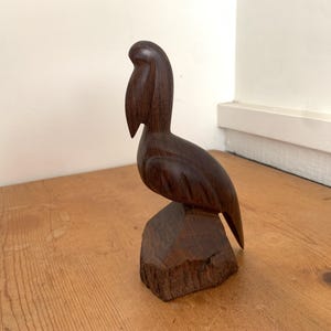 Vintage Wood Pelican Sculpture Nautical Carved Ironwood Pelican 8”