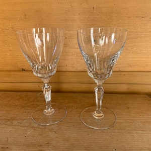 Val St. Lambert Vintage Cut Crystal Water Goblets set of 2 Signed Goethe Millet Crystal Glasses
