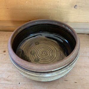 Vintage Ceramic Studio Pottery Bowl Mid-Century Signed 1973 Flower Pot