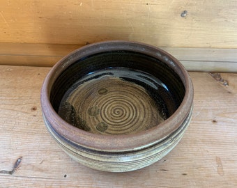 Studio Pottery Bowl Mid-Century Signed 1973 Flower Pot