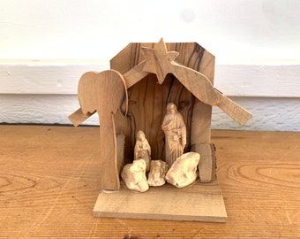 Small Wood Nativity Vintage Nativity Set Hand Carved