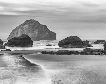 Bandon Beach Print: Oregon Coast Rock Formations, Panoramic Seascape