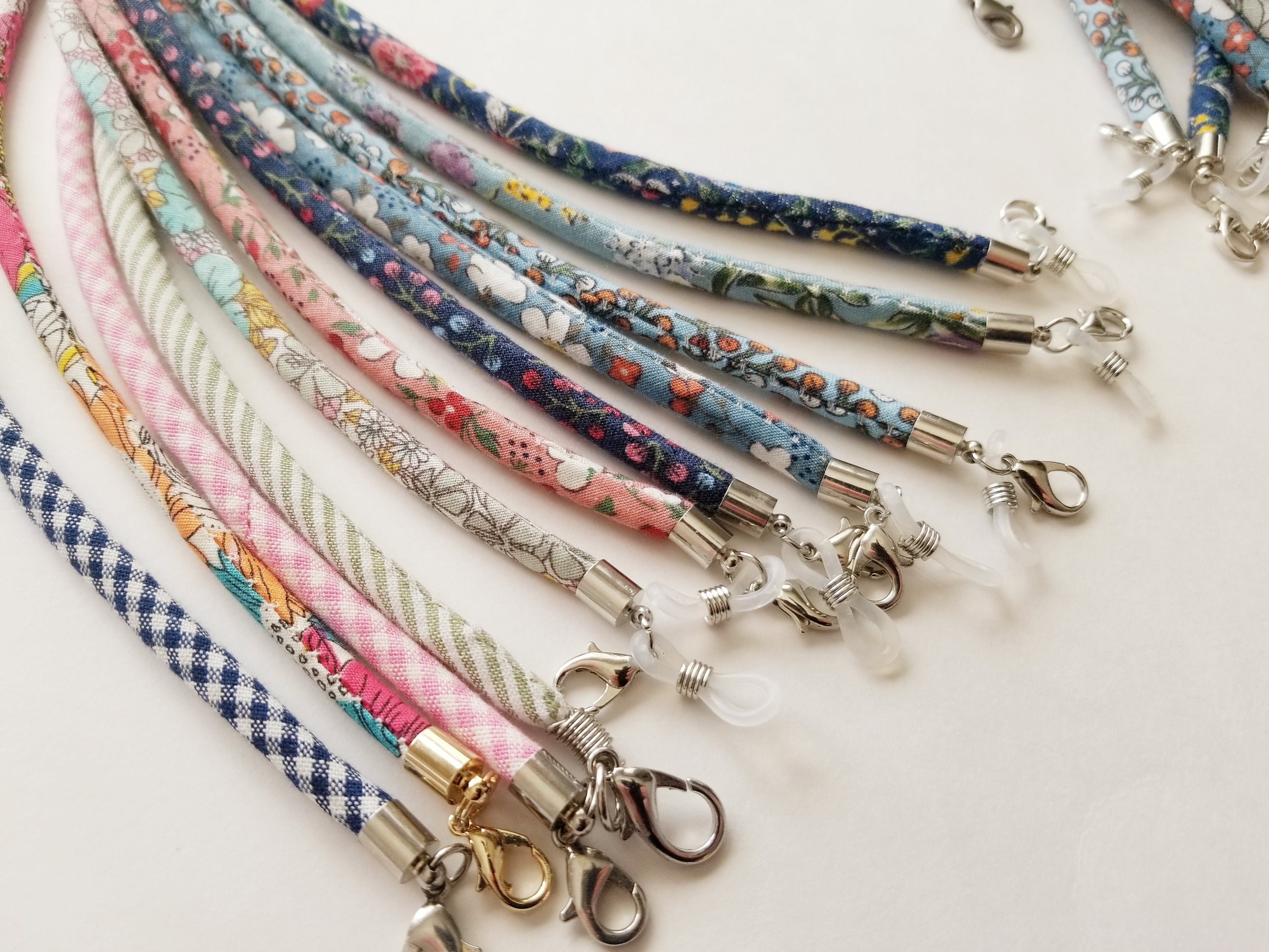 Floral Cotton  Mask Lanyard, Floral Mask Strap, Plaid Mask Lanyard, S…