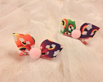 3", Bunny  Hair Clip, Rabbit Hair Clip, Rainbow Hair Clip, Girl Hair Clip, Toddler Hair Clip, Hair Accessories