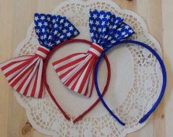 4th of July Headband, Patriotic Bow, 4th of July, Blue Headband, Red Headband, Girls headband, Baby Headband, Hair Accessories