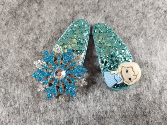 Set of 2, Princess Hair Snap, Disney Princess Snap, Glitter Snap Clips, Glitter Snap Clips, Girls Hair Snap Clips, Frozen Snap