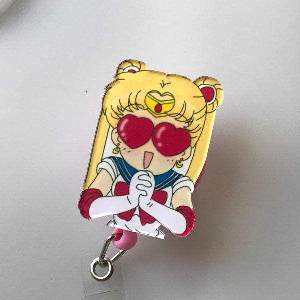 Sailor Moon Usagi Tsukino cute badge reel